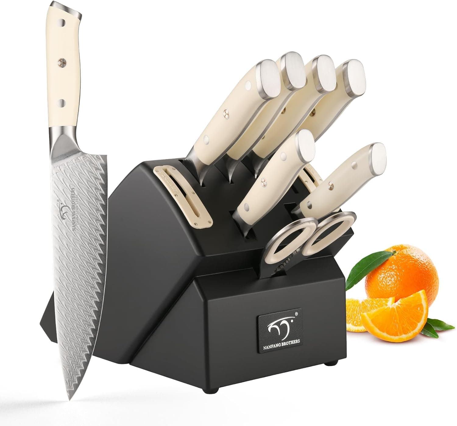 Premium Damascus Knife Set with VG10 Steel and Wooden Block